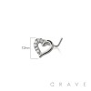 CZ SIDE HEART 316L SURGICAL STEEL L-SHAPE NOSE RING
